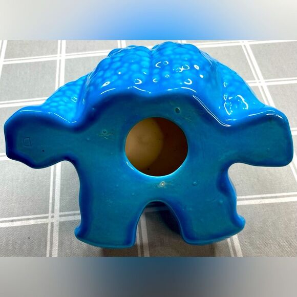 Vtg Ceramic 70s Blue Frog Toothbrush Soap Dish Bathroom Kitchen Air Planter - Picture 6 of 6